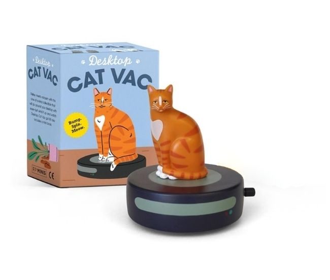 Desktop Cat Vac Wind Up Desk Toy With Mini Book For Cat Fans