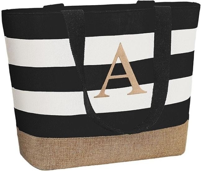 Personalised Initial Canvas Tote Bag For Women
