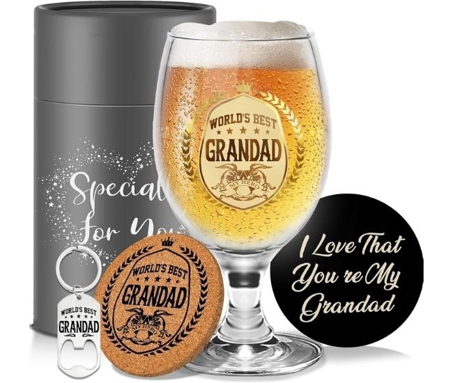 Personalised Grandad Beer Glass Gift Set For Birthdays And Retirement