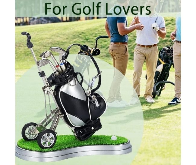 Golf Bag Pen Holder Desk Accessory With Golf Club Pen Set