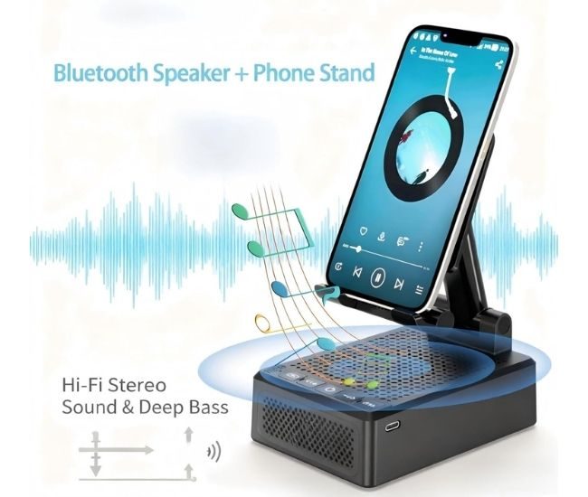 Bluetooth Speaker Phone Holder Built In Phone Stand Portable