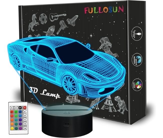 3d Car Night Light Illusion Lamp 16 Colour Remote Bedroom