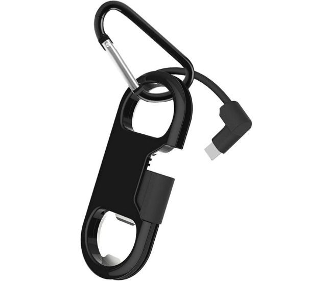 Charging Cable Keychain Bottle Opener Carabiner Short Usb Cord Clip