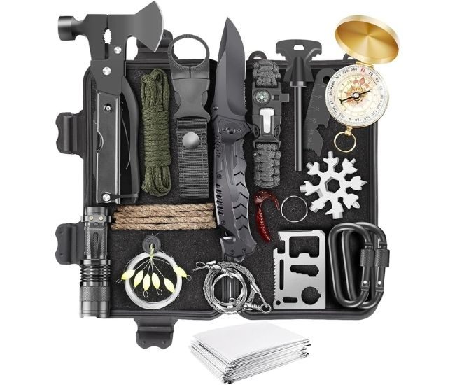 27 In 1 Survival Kit Camping Hiking Emergency Gear Hard Case