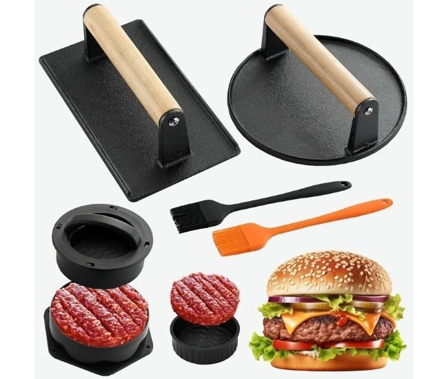 Smash Burger Press Kit Cast Iron Stuffed Burger Mold