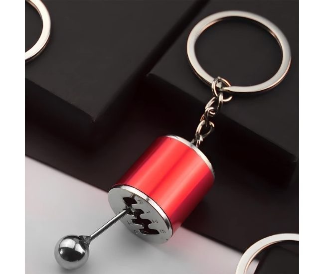 Gear Shifter Keychain 6 Speed Manual Transmission Keyring Red