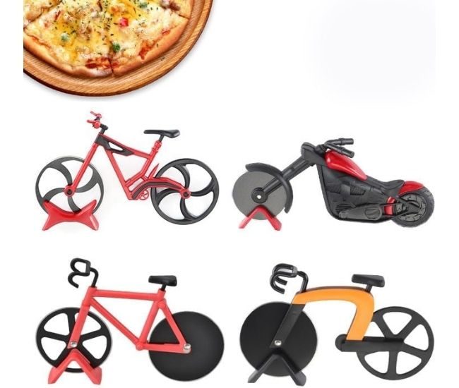 Bicycle Pizza Cutter Bike Pizza Slicer Stainless Steel With Stand Designs