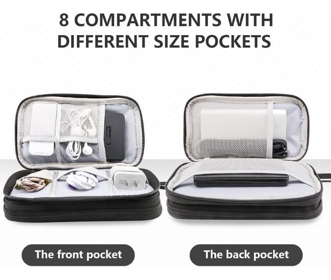 Travel Cable Organiser Bag Electronics Accessories Storage Case Waterproof Eight Compartments