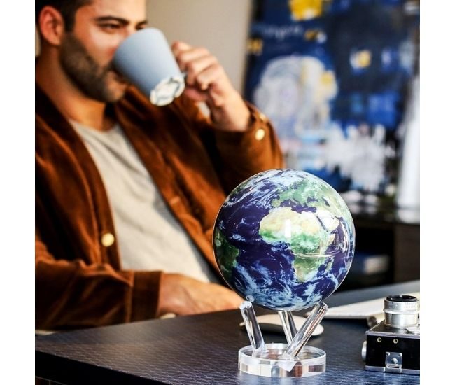 Solar Powered Rotating Earth Globe With Clouds