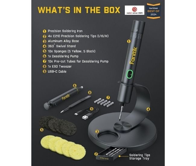 Cordless Soldering Iron Kit Fast Heating Precision Tips Swivel Stand Whats In Box