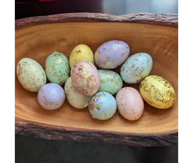 12 Pack Gilded Pastel Easter Eggs Gold Finish Decorative