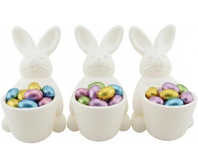 Bunny Egg Holder Set Of 3 Easter Table Decor Treat Cups