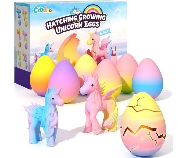 Unicorn Hatching Rainbow Eggs 6 Pack Growing Toy Set For Kids