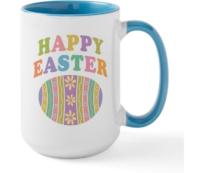 Happy Easter Egg Ceramic Coffee Mug 15oz Gift On White Background