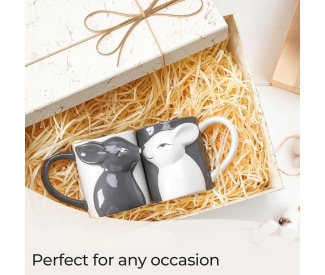 Kissing Rabbit Couple Mug Set In Box