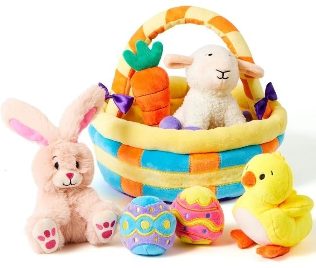 Plush Easter Basket Playset Bunny Chick Lamb Egg Toys For Kids