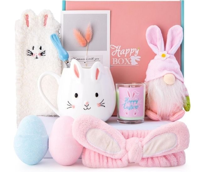 Easter Bunny Gift Hamper Set Ceramic Mug Socks Headband Spoon