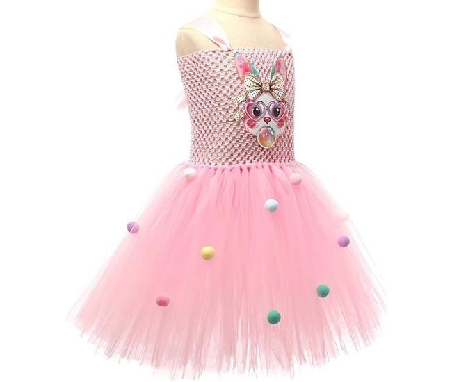 Kids Easter Bunny Tutu Dress Girls Costume Pink