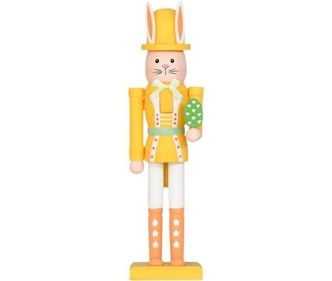 Wooden Bunny Nutcracker Figure Easter Decoration