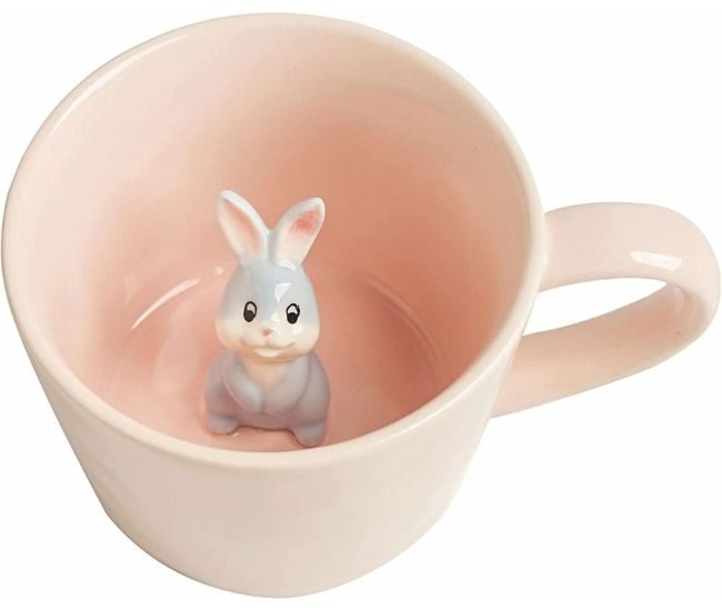 Hidden Bunny Ceramic Mug 3d Rabbit Coffee Cup Pink