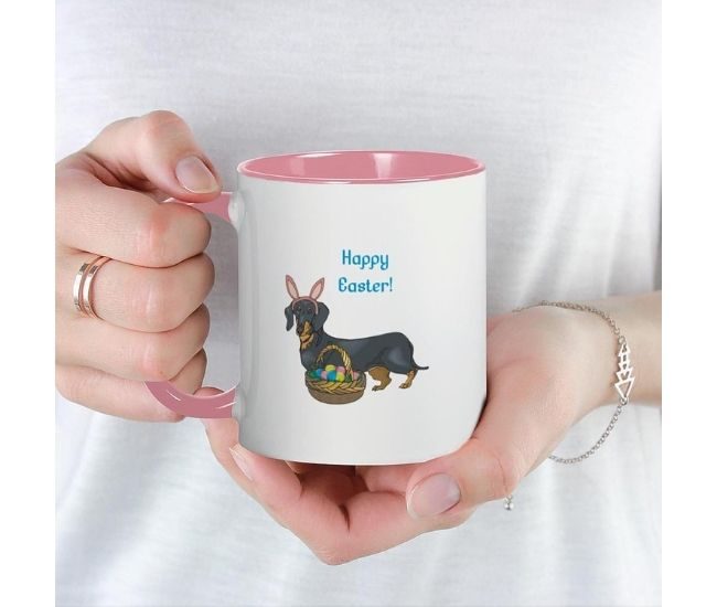Happy Easter Dachshund Bunny Ears Ceramic Coffee Mug