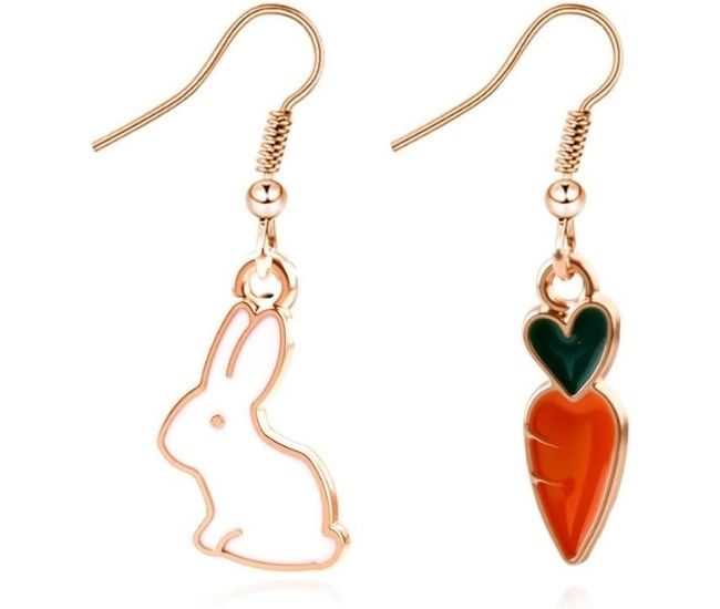 Bunny And Carrot Dangle Earrings Easter Gift For Women