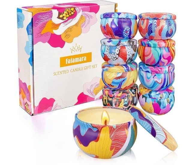 Scented Candle Sampler Set 9 Pack Soy Wax Tin Candles Aromatherapy Gift Box