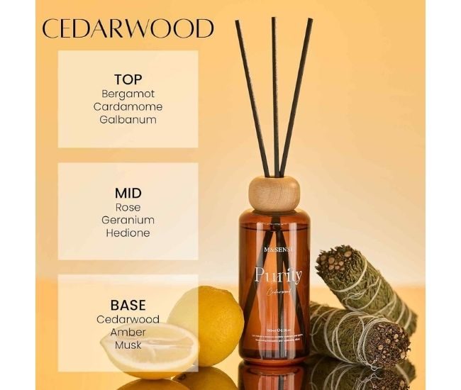 Cedarwood Reed Diffuser Set Natural Essential Oil Aroma Sticks