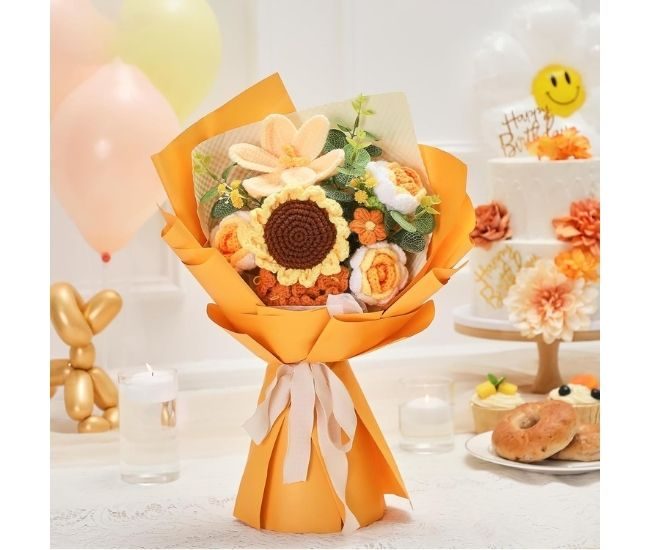 Crochet Flower Bouquet Handmade Knitted Flowers