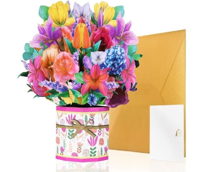 Pop Up Flower Card For Mum 3d Bouquet Greeting Card With Envelope And Note