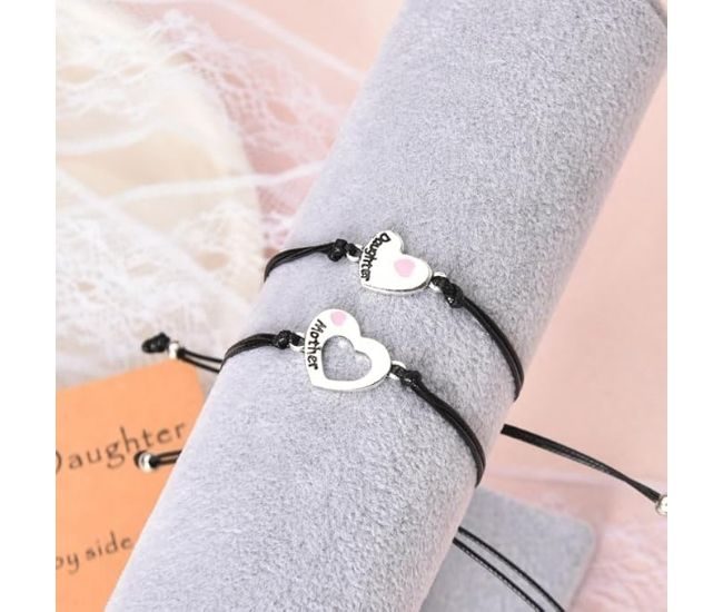 Mother Daughter Bracelet Set Matching Heart Bracelets 2 Pack