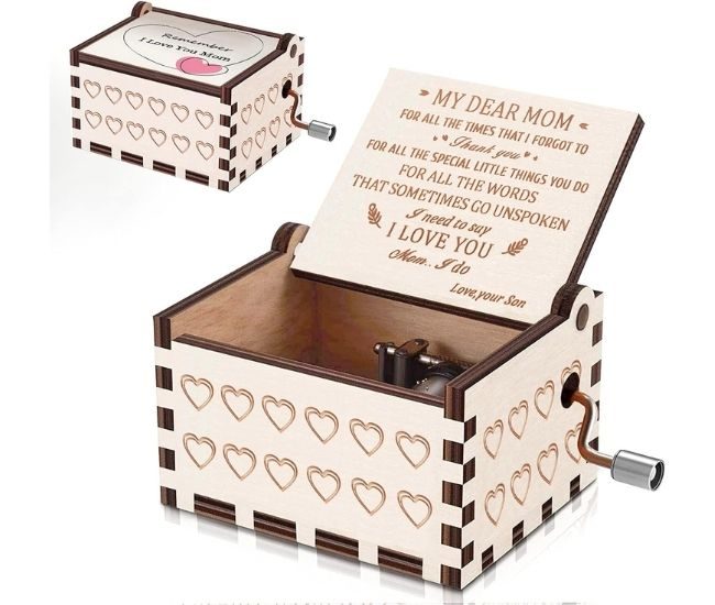 Hand Crank Music Box Wooden Keepsake You Are My Sunshine Gift