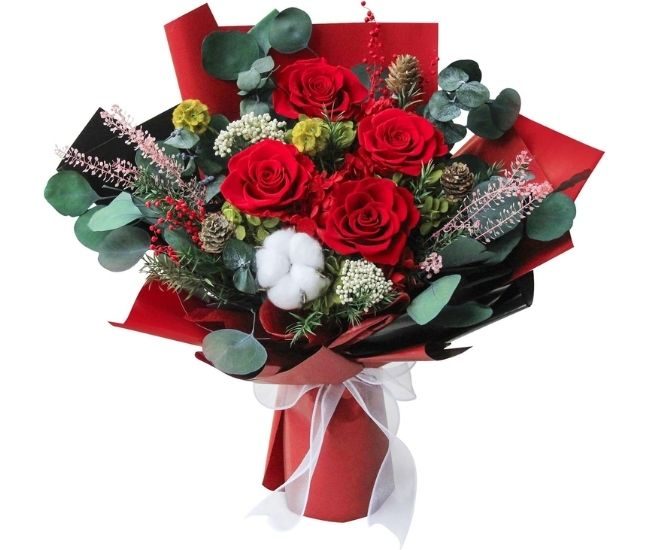 Preserved Rose Bouquet Eternal Flowers Long Lasting Gift Red Arrangement