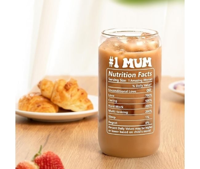 Cool Mum Club Glass Cup With Bamboo Lid And Straw Mum Gift