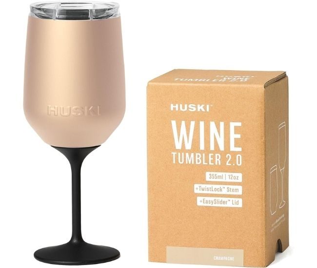 Insulated Wine Tumbler With Lid Detachable Stem Triple Insulated Stainless Steel 355ml Champagne