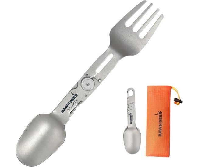 Titanium Rotating Spork Knife Camping Utensil