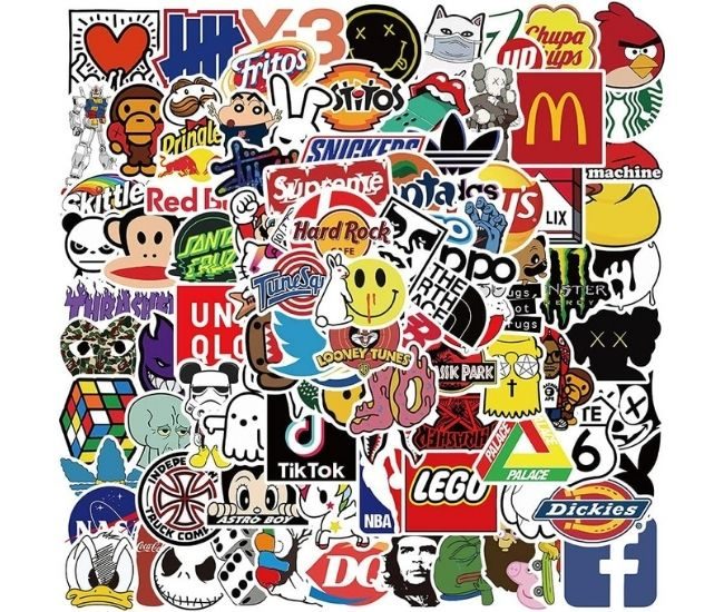100 Piece Waterproof Vinyl Sticker Pack Random Square