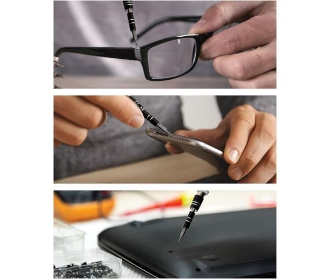 Precision Screwdriver Set Magnetic Bits Electronics Repair Kit In Use
