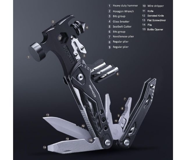 15 In 1 Multitool Hammer Pliers Claw Features