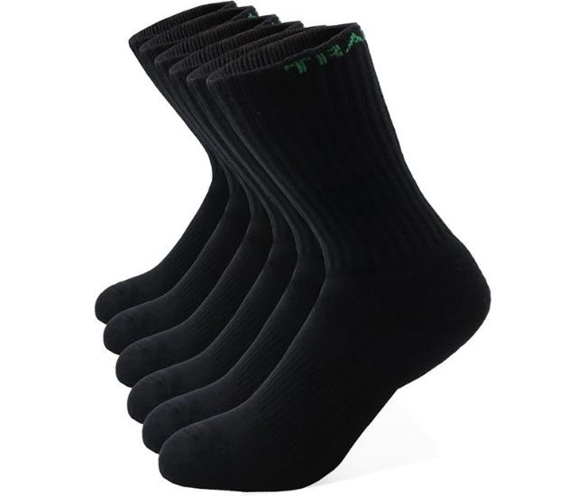 Bamboo Crew Work Socks 6 Pack Black Mens