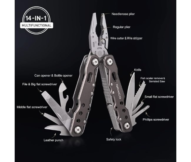 3 In 1 Pocket Multitool Plier Flashlight Torch Set Components