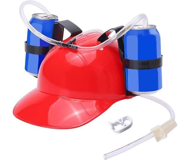 Lazy Beer Drinking Hard Hat Hands Free Holding Cans