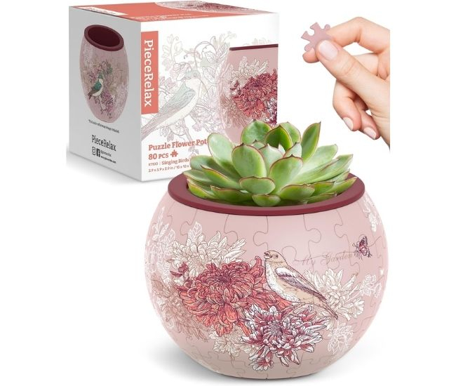 Bird & Flower Puzzle Planter