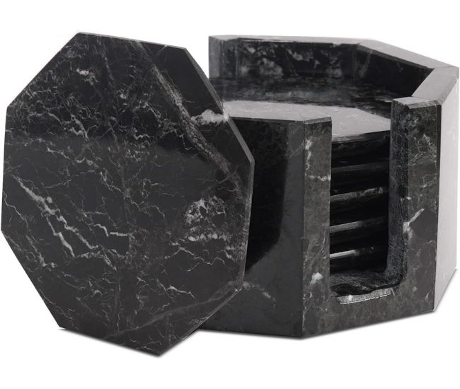 Black Marble Coaster Set