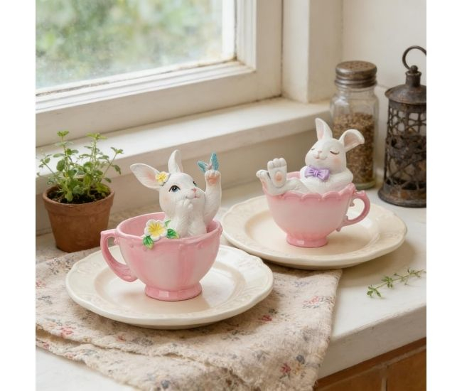 Bunny Teacup Decor Set