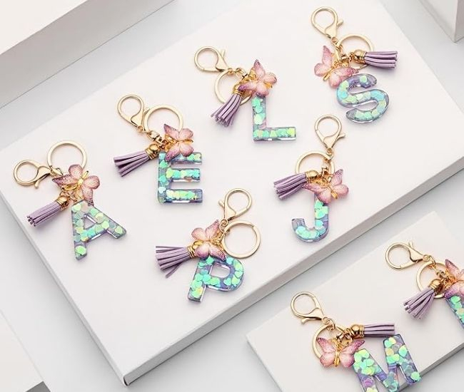 Butterfly Initial Keychain