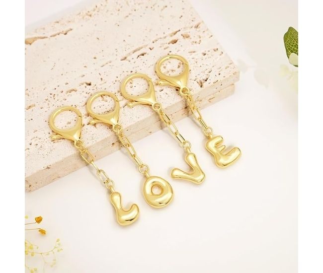Gold Initial Bag Charm