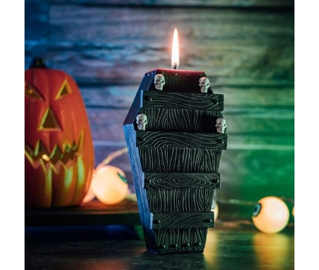 Gothic Coffin Skull Candle