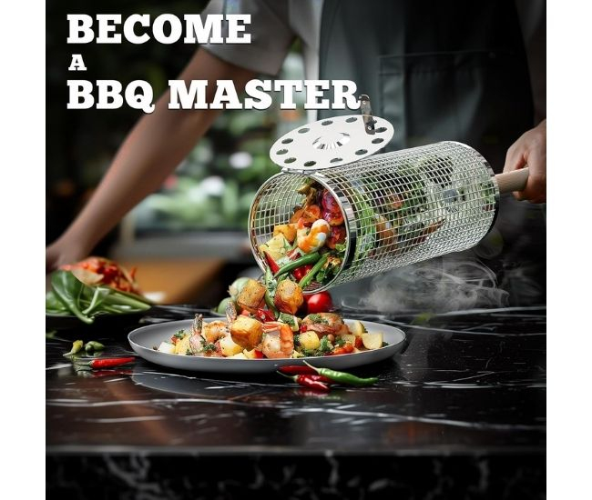 Rolling BBQ Grill Baskets