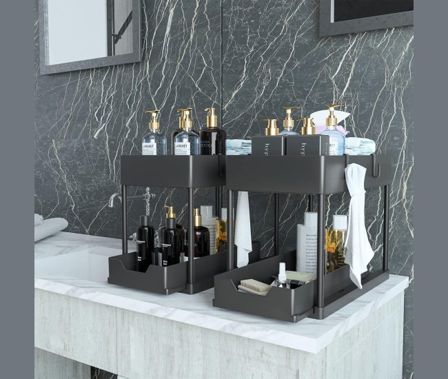 Under-Sink Sliding Organisers, Two-Pack